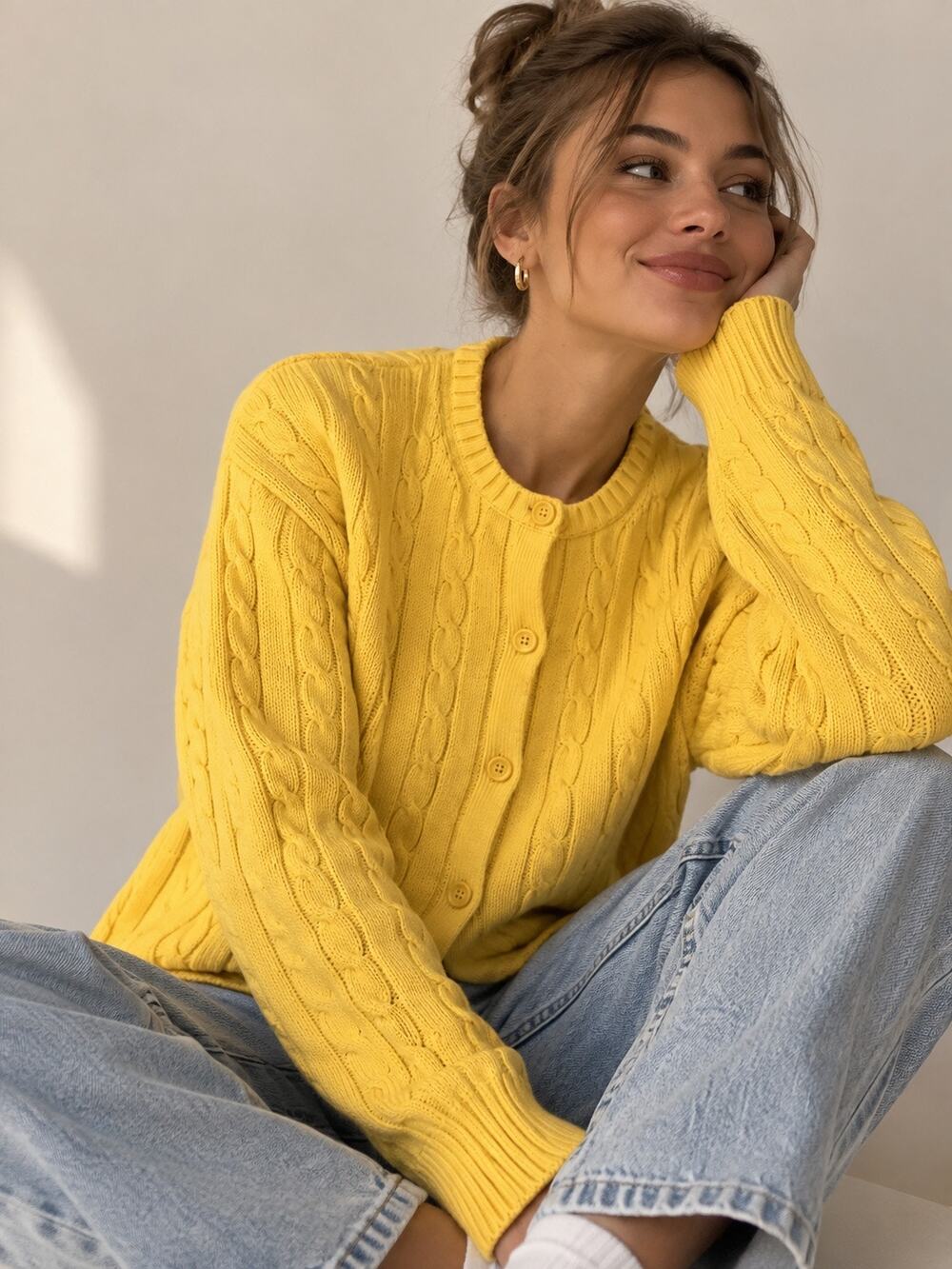 Cherokee Brand Cable Knit Cardigan – Women’s 1X – 100% Cotton